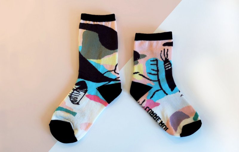 新款 |  媽媽&城堡 _ COMME MOI 親子襪系列 / 500元禮物 - 襪子 - 棉．麻 黑色