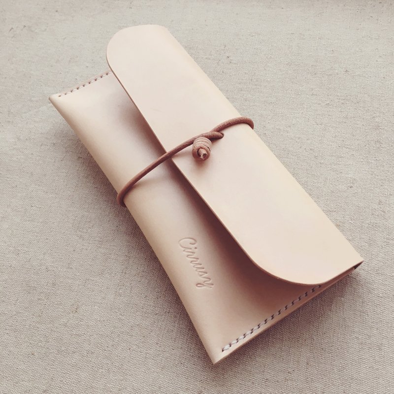 純手工牛皮 文藝簡約 綁繩筆袋收納包筆盒 客製化刻字禮物 文具 - 鉛筆盒/筆袋 - 真皮 