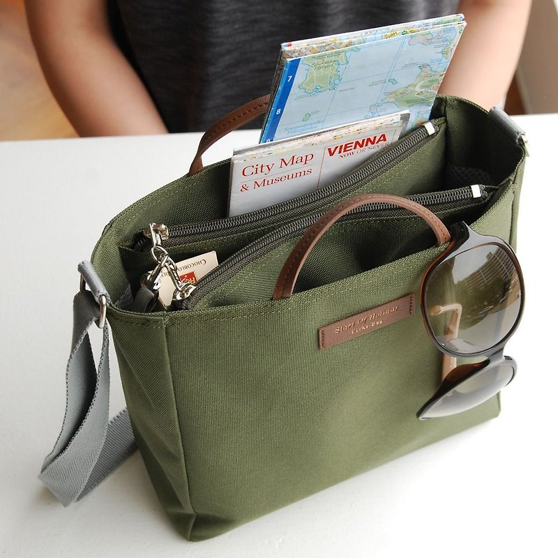 PLEPIC - Shoulder Bag _ dual purpose box storage bag - khaki army green, PPC92979 - กระเป๋าคลัทช์ - เส้นใยสังเคราะห์ สีเขียว