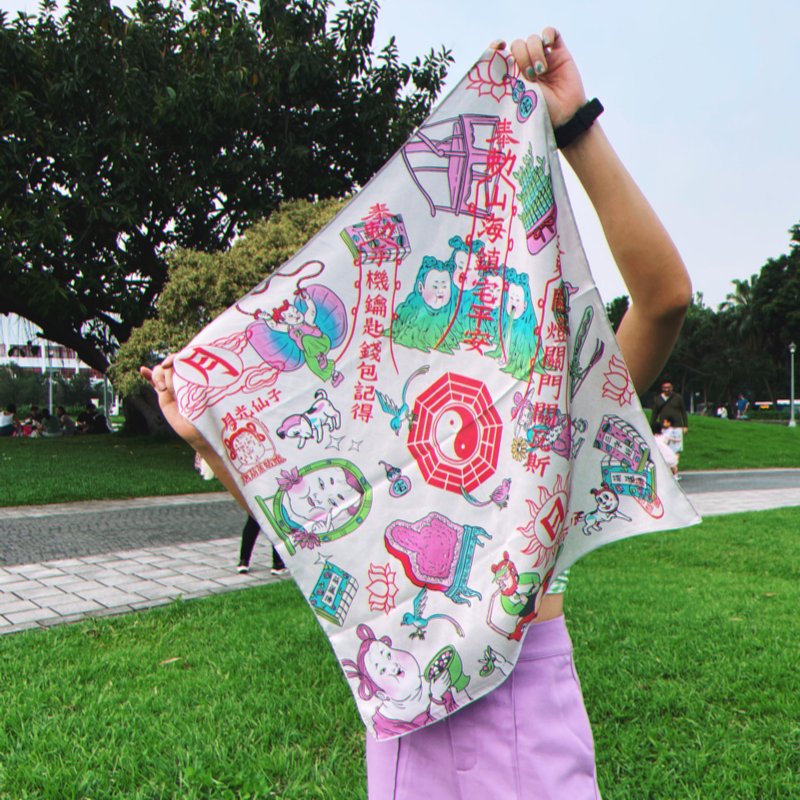 唐葫蘆插畫系列絲巾/ 山海符文款 - 絲巾 - 聚酯纖維 