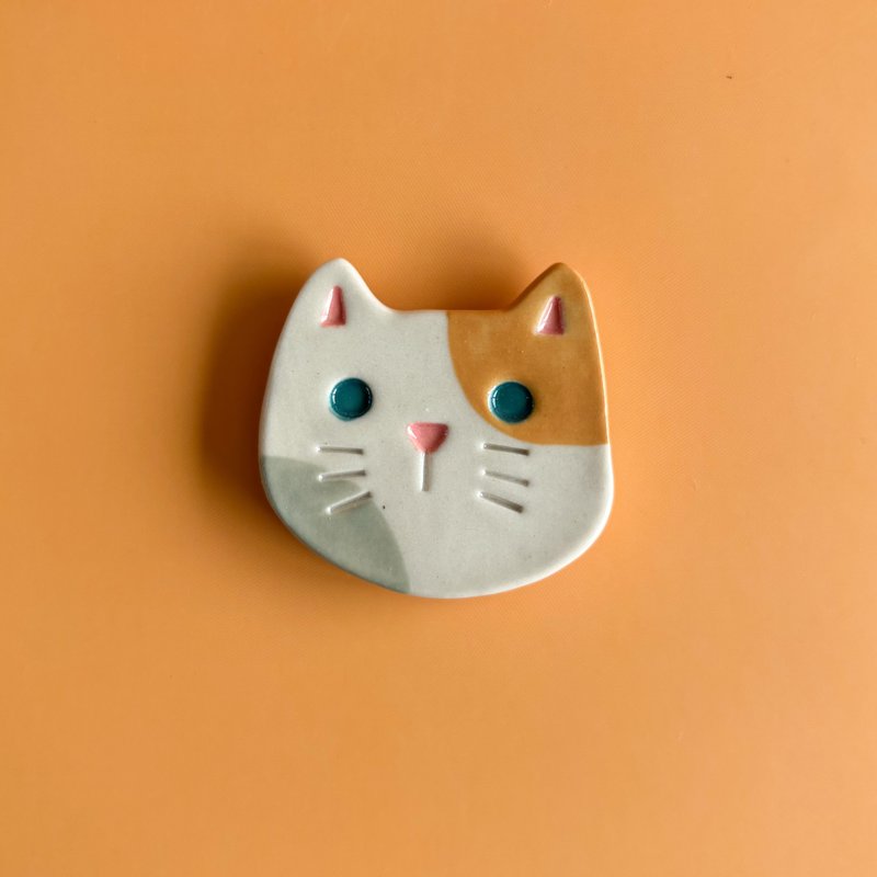 陶瓷貓磁鐵 - 磁石貼/磁鐵 - 陶 白色