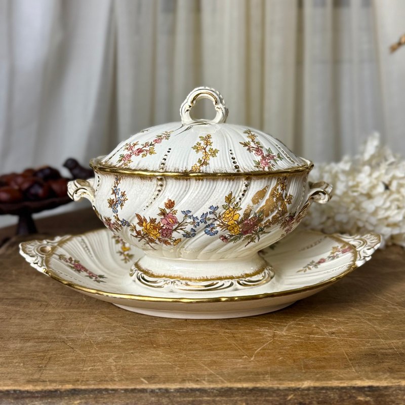 50680-絕美法國古董Sarreguemines LOUIS XV路易15系列湯/醬料盅 - 盤子/餐盤/盤架 - 瓷 