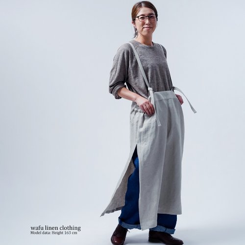 wafu. タブリエエプロン スカート　リネンタブリエ リネンタブリエ】レア度満点 タブリエエプロン スカート