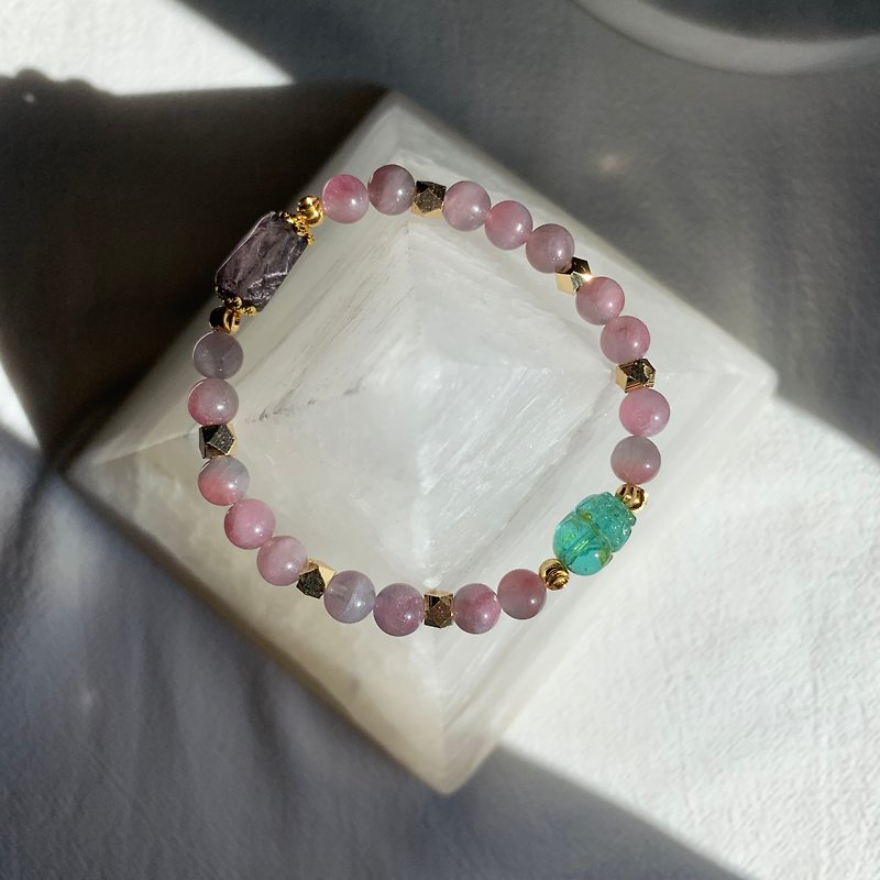 Rare collection | Purple watermelon tourmaline 6.0mm beads bracelet - สร้อยข้อมือ - เครื่องประดับพลอย หลากหลายสี