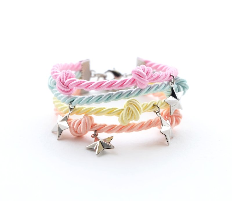 Colorful pastel layer bracelet with stars - 手鍊/手鐲 - 其他材質 多色