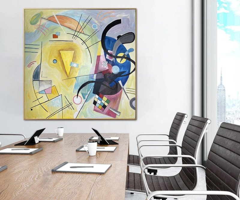 Abstract Colorful Original Luxury Kandinsky Style Painting Art Figurative - 壁貼/牆壁裝飾 - 壓克力 黃色