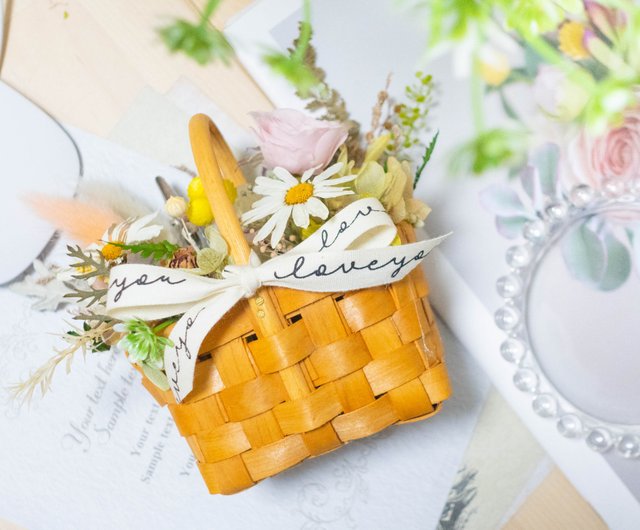 春の花かご オフィス小物 プリザーブドフラワー ドライフラワー