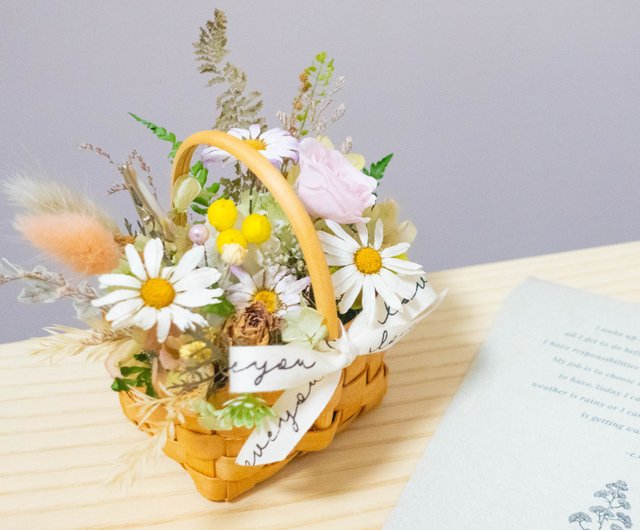 小春です。プリザーブドフラワー 小春バスケット(ディープルビー/ピンク/オレンジ)/プリザーブド