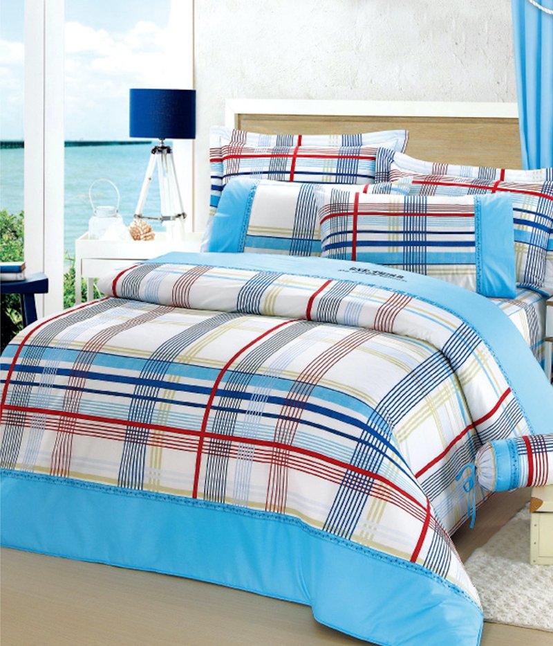 【R822 Boundless Sea and Sky】100% Cotton Combed 40s, 7-Piece Bedding Sets - Bedding - Cotton & Hemp Blue