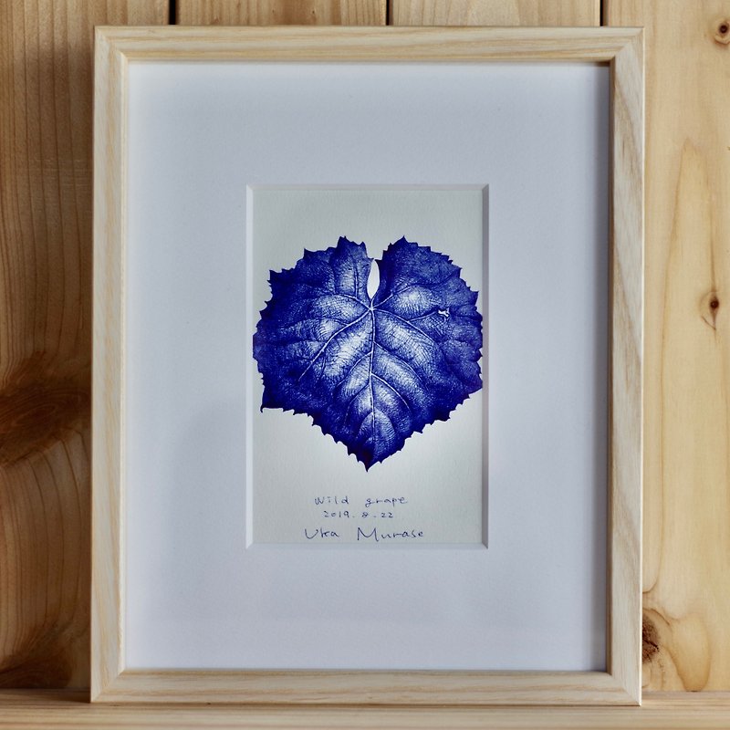 Wild grape  original pen drawing with flame - Picture Frames - Paper Blue