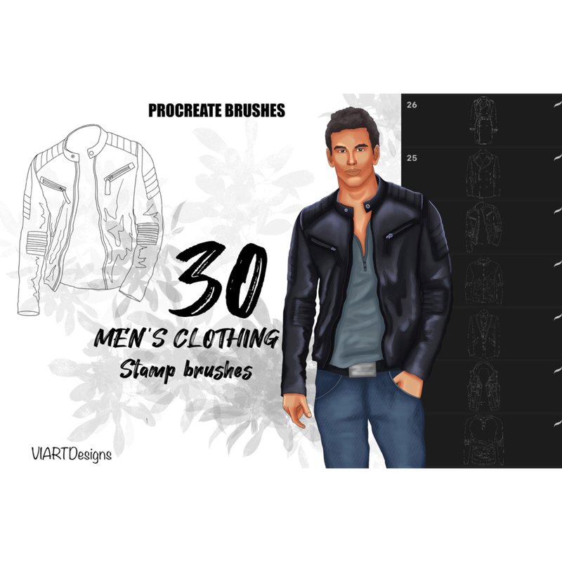 30 Men's clothing stamps for Procreate App - 手工藝教學/工具書 - 其他材質 