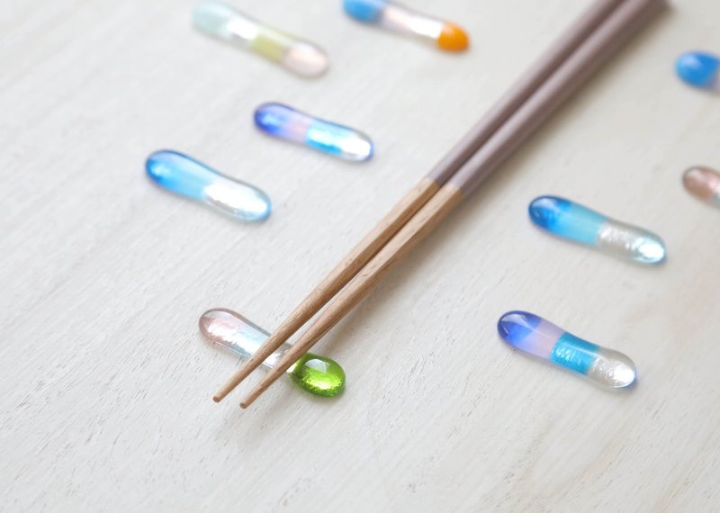 Plump glass colorful chopstick rest assortment - Chopsticks - Glass Multicolor