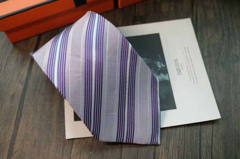 Light purple striped silk tie gentleman business attire tie - Ties & Tie Clips - Silk Purple