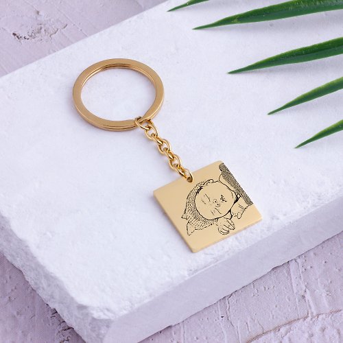 marygracedesign Customized Keychain Kid Photo Baby Picture Keychain Key Ring New Gift Engrave