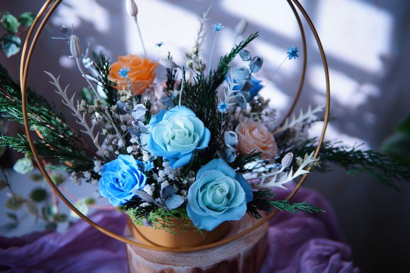 Eternal life series-cold winter blue eternal potted flowers - ช่อดอกไม้แห้ง - พืช/ดอกไม้ สีน้ำเงิน