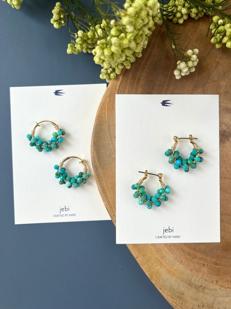 Turquoise Putit Hoop Earrings - Earrings & Clip-ons - Semi-Precious Stones Blue