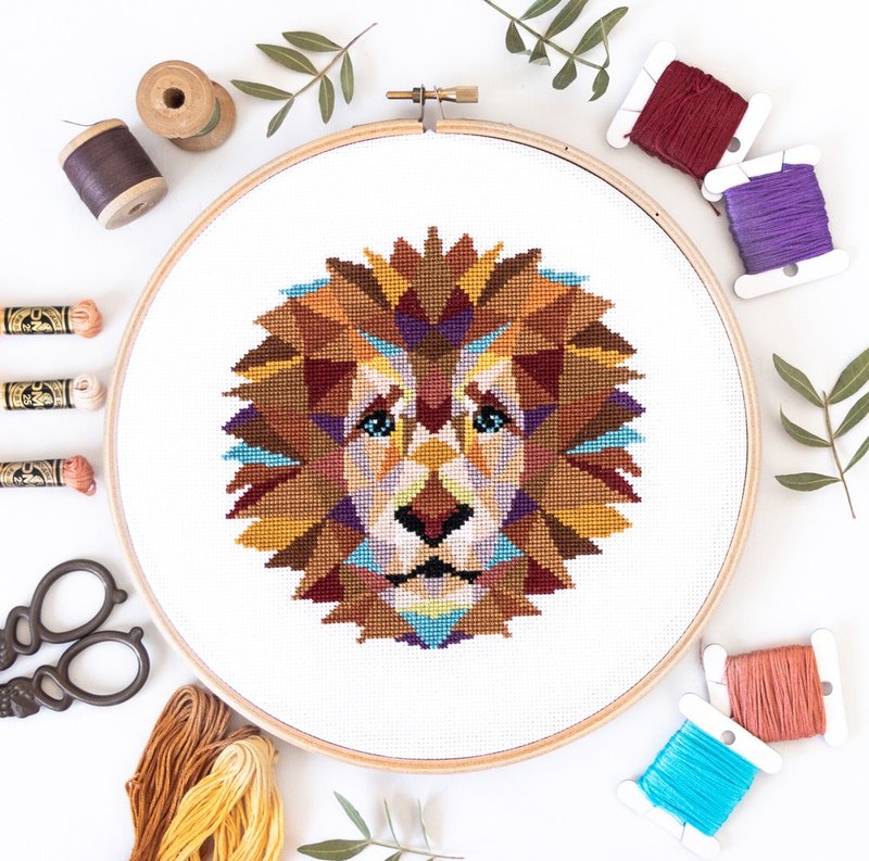 Lion Cross Stitch PDF Pattern 十字繡 - เย็บปัก/ถักทอ/ใยขนแกะ - วัสดุอื่นๆ 