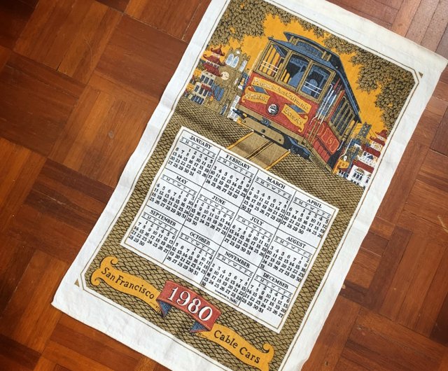 1980 Early American Canvas Calendar Train - Shop pickers Other - Pinkoi