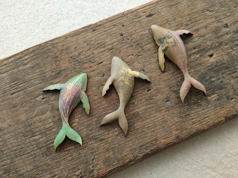 【葉拓海洋系列-鯨魚/單支】手染皮革作品 - 鑰匙圈/鑰匙包 - 真皮 