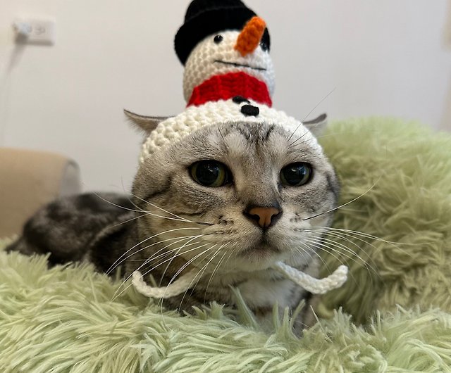 ウール手作り雪だるま帽子ペットクリスマス帽子ペットクリスマスドレス