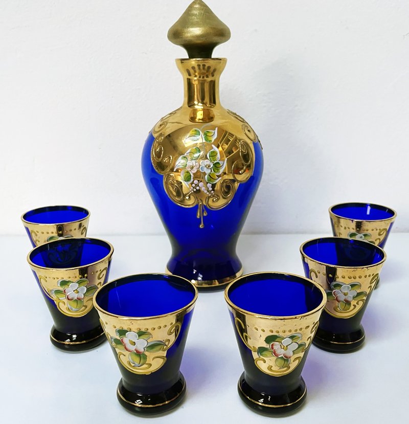 Murano - Bottle and glasses set - Items for Display - Glass Blue