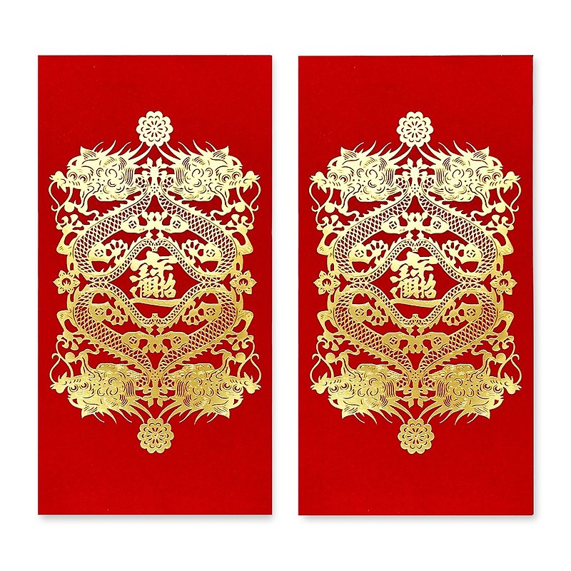 Wealth Dragon Red Envelope (4 pcs) - ถุงอั่งเปา/ตุ้ยเลี้ยง - กระดาษ สีแดง