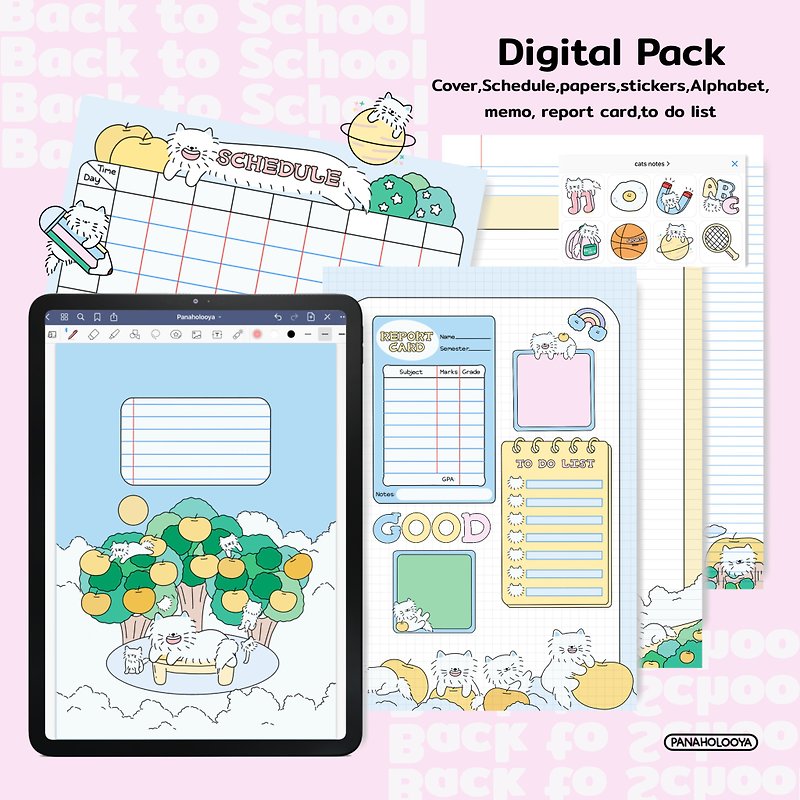 Digital notes Cat Community Back to school digital pack - Digital Planner & Materials - Other Materials 