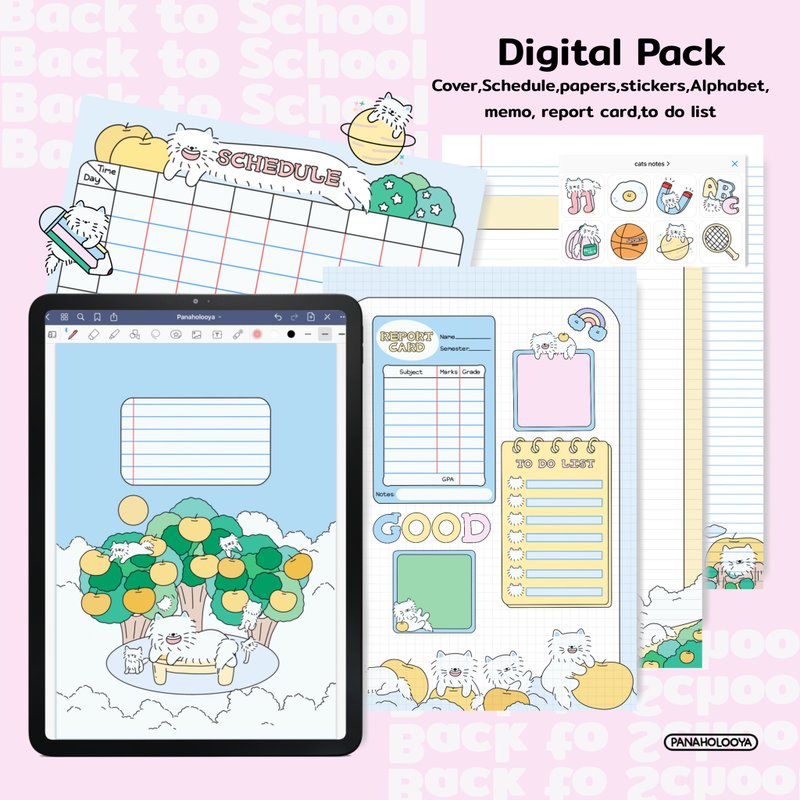 Digital notes Cat Community Back to school digital pack - ดิจิทัลแพลนเนอร์ - วัสดุอื่นๆ 