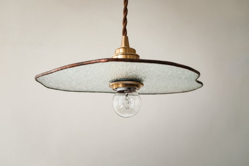 Free Water Beach|Glass lampshade with irregular rattan pattern and Bronze edge-T05 - Lighting - Glass Transparent