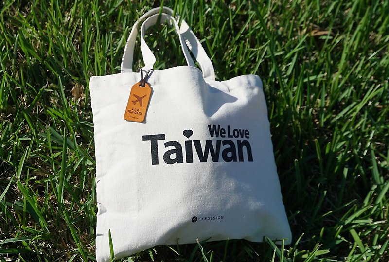 帆布袋 We Love Taiwan - 側背包/斜背包 - 棉．麻 白色