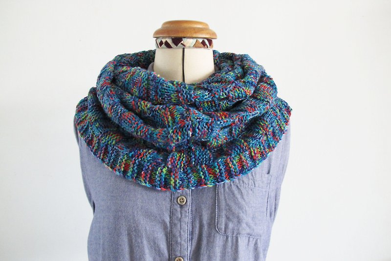 Lan wool scarf (color gauze blue) - ผ้าพันคอถัก - เส้นใยสังเคราะห์ สีน้ำเงิน