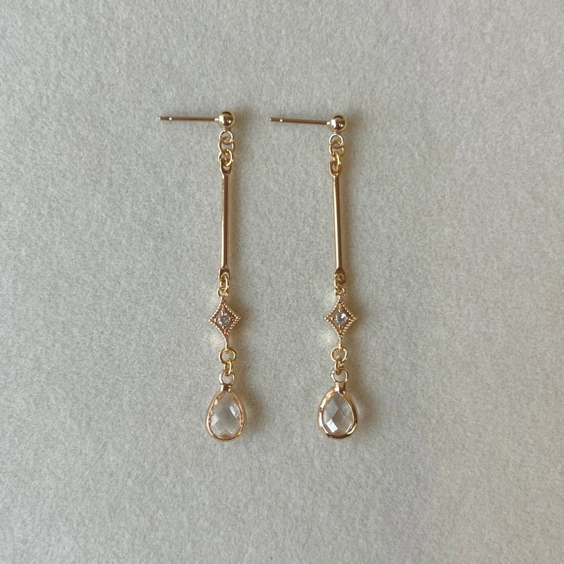 14K gold starburst transparent drop earrings and Clip-On 14KGF - Earrings & Clip-ons - Other Metals Gold