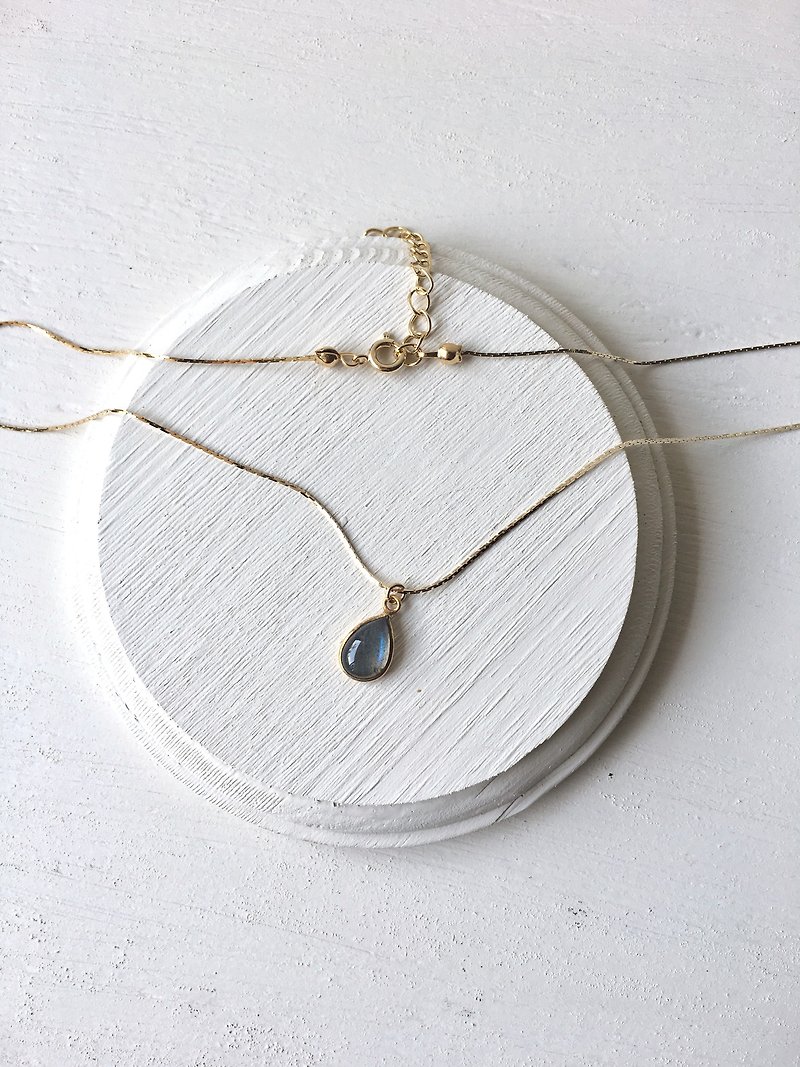 Labradorite bezel necklace - 項鍊 - 石頭 藍色