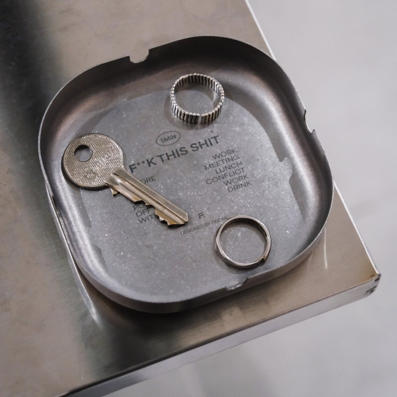 F**K THIS SHIT 不鏽鋼煙灰缸 | 防火聖木盤 飾物置物盤 - 收納箱/收納用品 - 不鏽鋼 銀色