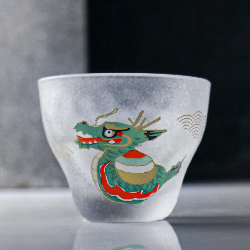 90cc [2024 Year of the Dragon Dragon Cup] 12 Zodiac Japanese ADERIA Sake Cup Chenlong Dragon Birthday - แก้วไวน์ - แก้ว สีเขียว