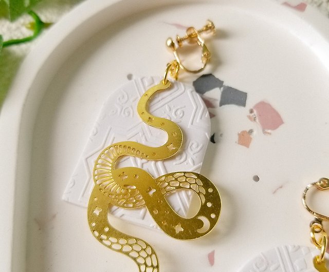 Polymer Boho Snake Earrings Handmade Hand Painted
