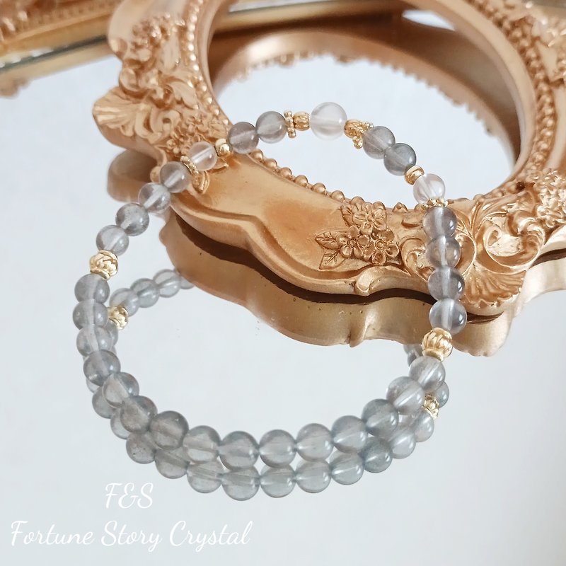 Crystal Bracelet//Labradorite/High Quality Blue Moonlight/FM - Bracelets - Crystal Gray