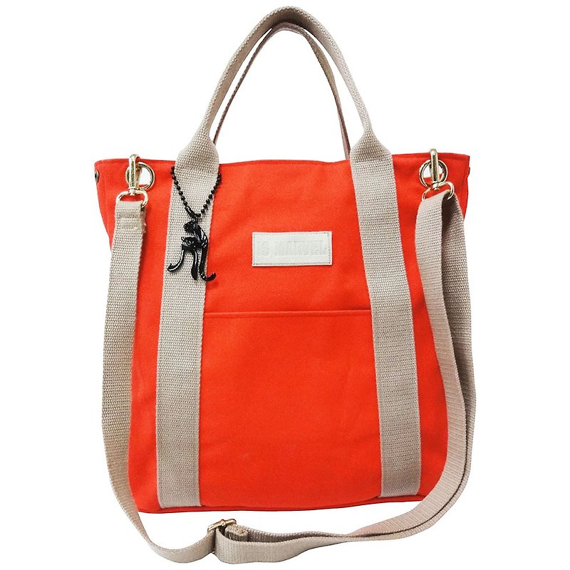 【Is Marvel】Dual-use Tote bag - กระเป๋าแมสเซนเจอร์ - ผ้าฝ้าย/ผ้าลินิน สีส้ม