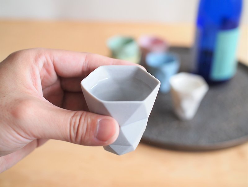 origami Ochoko Straight Gray - แก้วไวน์ - ดินเผา สีเทา
