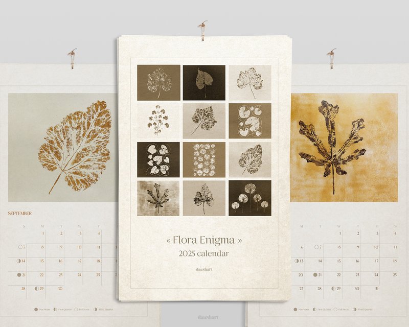 Large 2025 Printable Calendar Monthly Planner Minimalist Monotype Leaves Plant - 其他數位設計 - 其他材質 