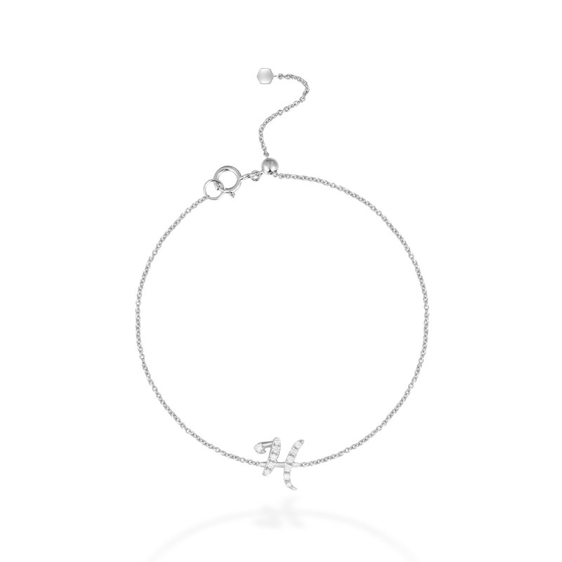 【mori】H 字母鑽石手鍊 【14k白金】 - 手鍊/手環 - 鑽石 銀色