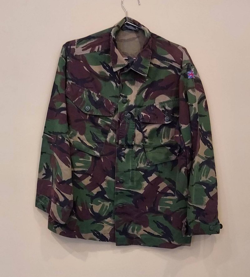 英國公發迷彩拉鍊棉質夾克 軍用襯衫外套G款 英國製老品完整 - 男襯衫/休閒襯衫 - 棉．麻 綠色