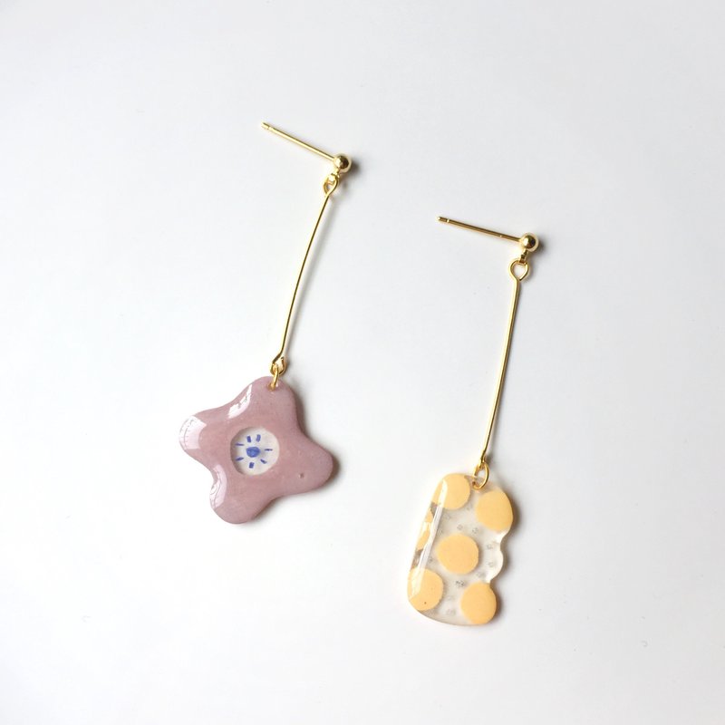 Garden walk clip-on/pin earrings - ต่างหู - เรซิน สีใส