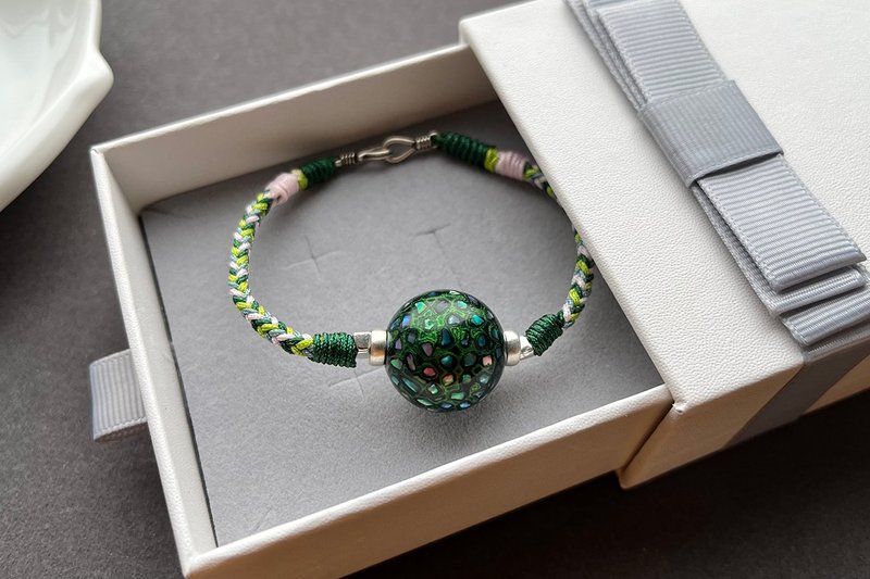 Luming original intangible cultural heritage large lacquer beads hand-woven rope custom gift - Bracelets - Wood 