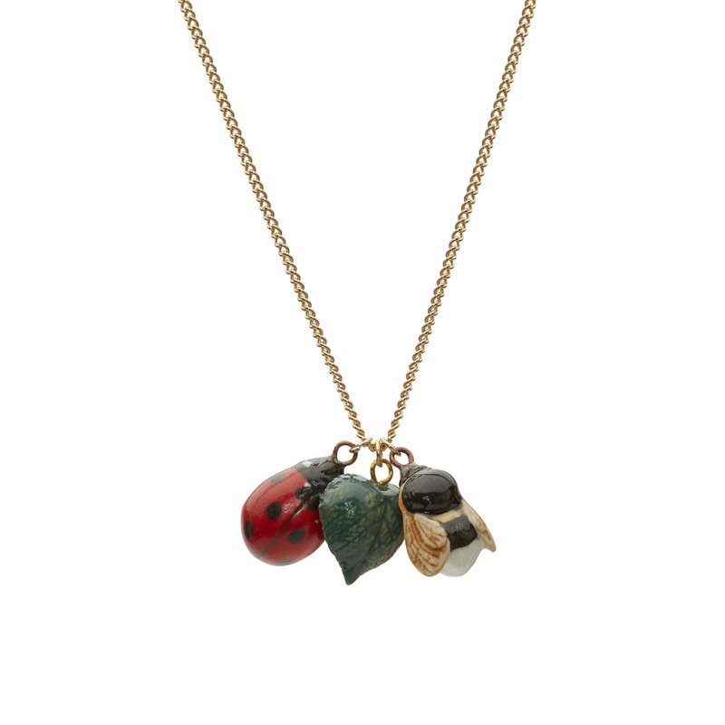 And Mary  Bee and Ladybird Necklace - สร้อยคอ - เครื่องลายคราม สีแดง