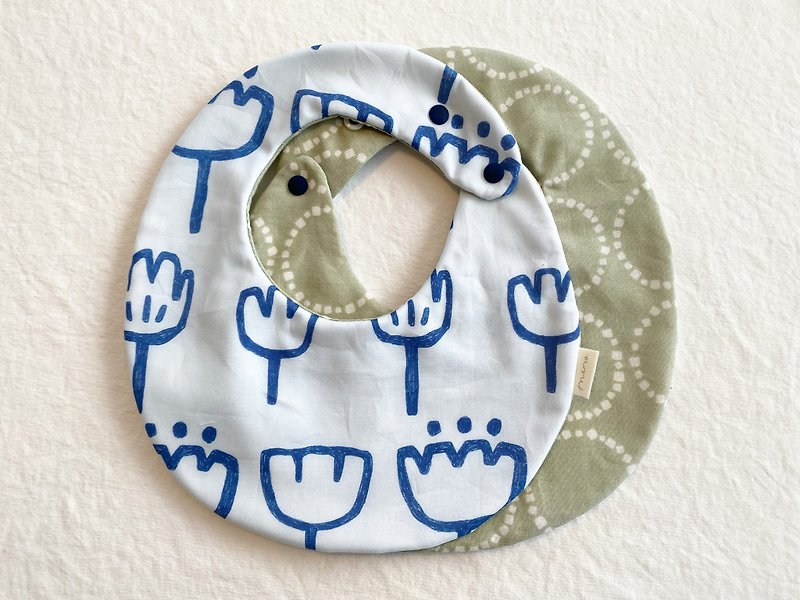 寶寶口水巾 圍兜-花椰菜圖案 - 口水肩/圍兜 - 棉．麻 藍色