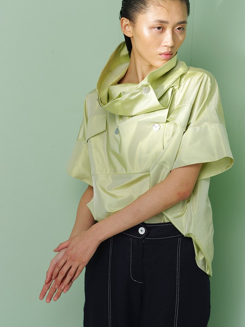 UUIN _ Green Styling Collar Top - Women's Tops - Silk Green