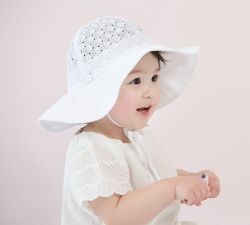 Happy Prince Miru lace cotton baby hats - Bibs - Cotton & Hemp White
