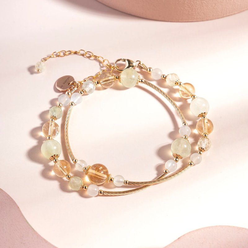 Prerape Stone 14K Gold-Filled Double Circle Crystal Bracelet Gift - Bracelets - Crystal Yellow