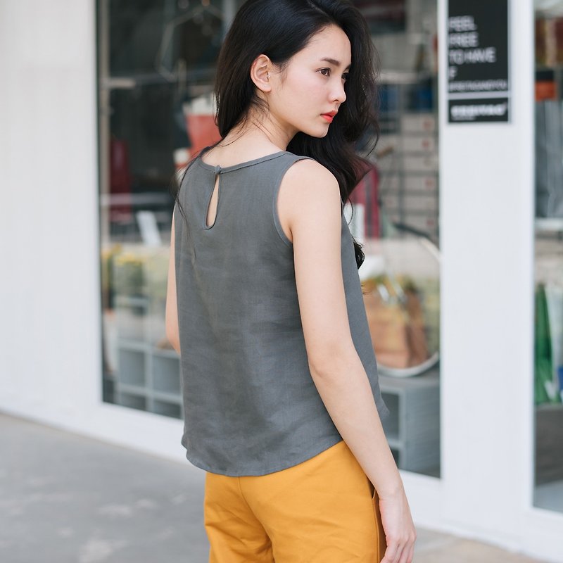 Cropped TANK TOP - Middle Gray - Women's Tops - Linen Gray